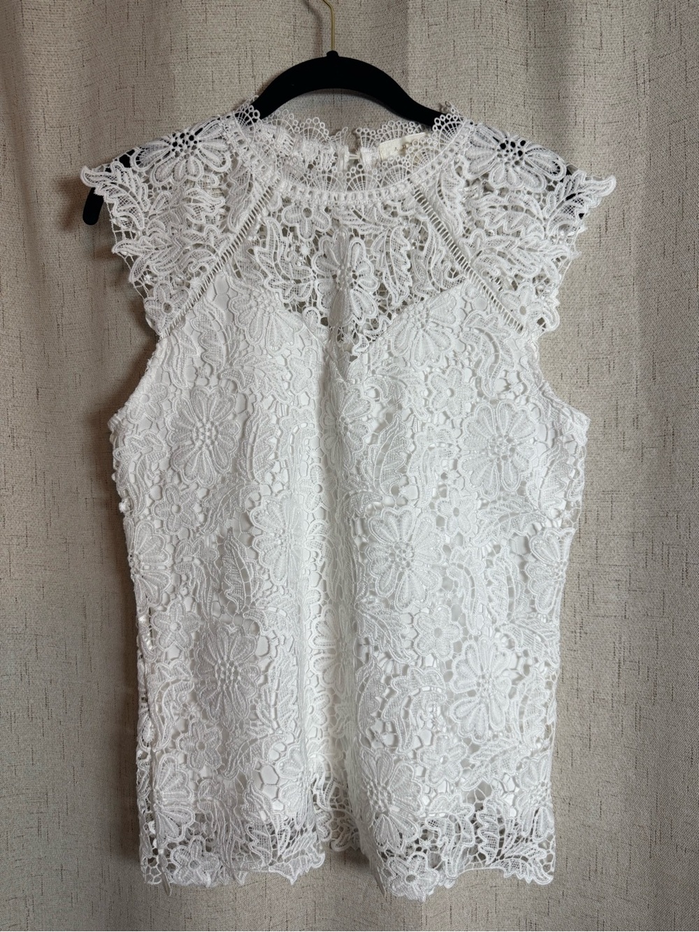 Adiva White Floral Lace Cap-Sleeve Size Small